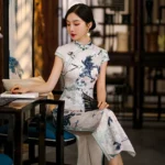 kf-S38d73cfa7afe4bff88793e978e728ad4A-Spring-Summer-New-Women-Short-Sleeve-Qipao-Print-Lady-Chinese-Traditional-Party-Dress-Female-Long-Fork