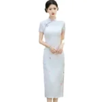 kf-S7bbd475b22984316a1b9e497bcf236a4s-Silk-Jacquard-Long-Qipao-2024-Spring-New-Little-Fresh-Ladies-Daily-Slim-Fit-Banquet-Short-Sleeve